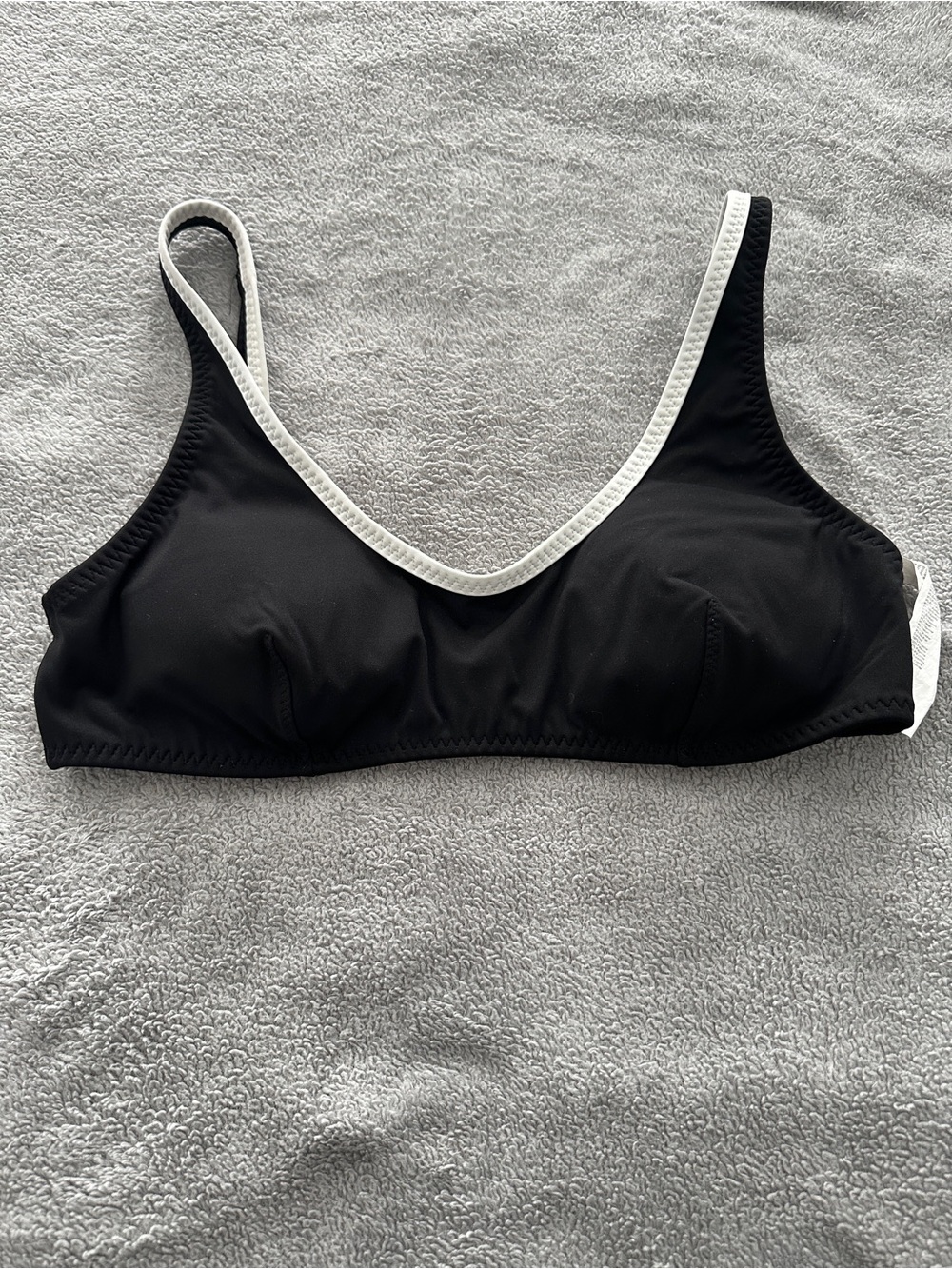 Fabletics Black Bikini Top with White Trim